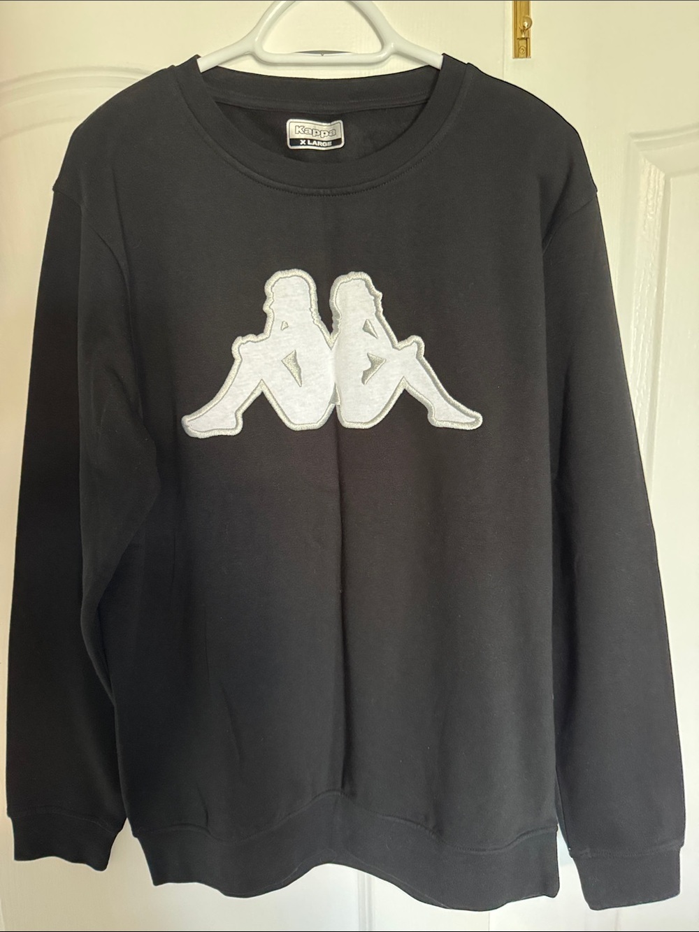 Kappa Black Crewneck Sweatshirt with White Logo Patch xl new never worn